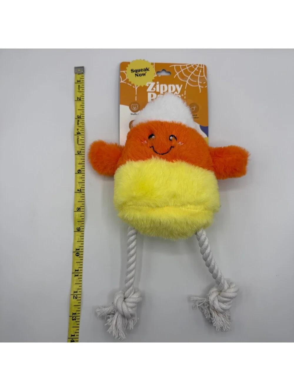 ZippyPaws Squeak Now Candy Corn Plush Dog Toy Halloween Rope Legs Squeaker NEW